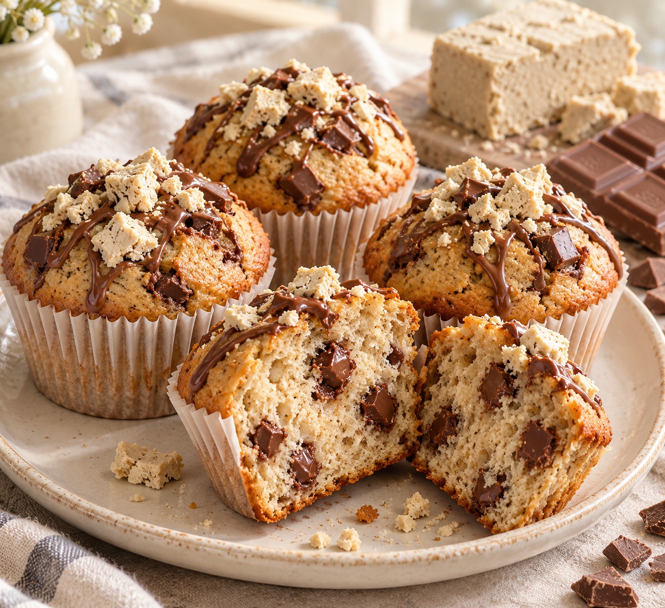 Chocolate chunk halvah muffins
